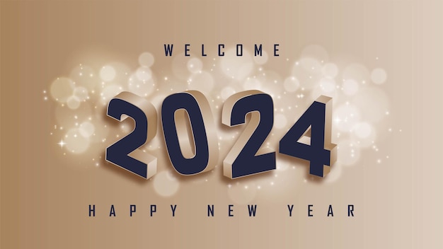 estilo 3d 2024 deseos de año nuevo vector de diseño de papel tapiz