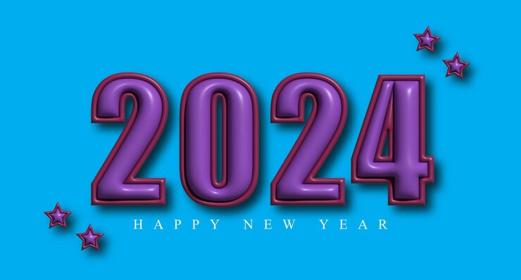 Vector estilo 3d 2024 feliz víspera de año nuevo