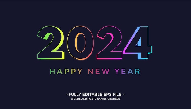 Estilo 3D colorido 2024 letras vector de cartel de evento de año nuevo