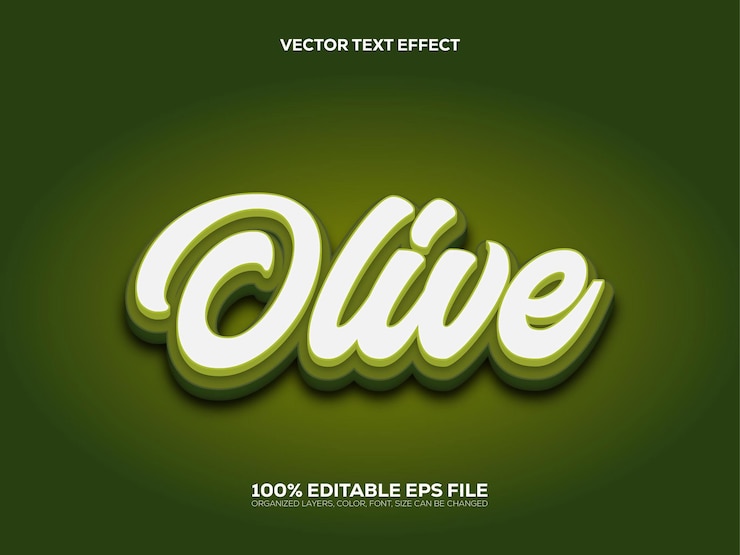 Vector estilo 3d editable efecto de texto de oliva