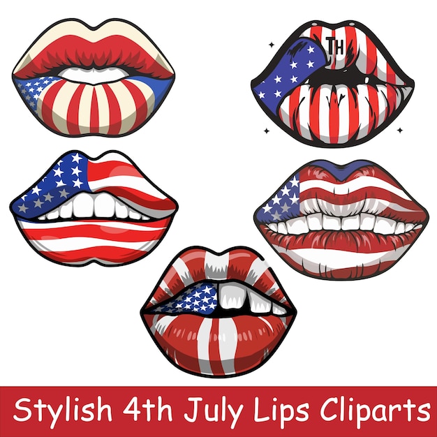 El estilo del 4 de julio Lips Cliparts