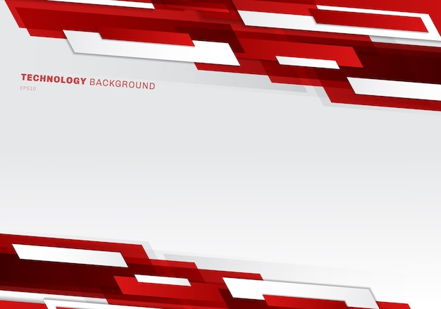 Estilo abstracto geométrico rojo y blanco de la tecnología