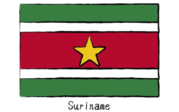 Vector estilo analógico dibujado a mano bandera mundial de suriname