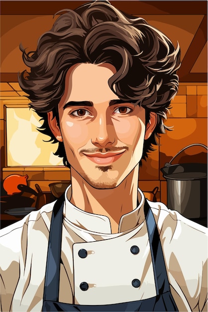 Vector estilo anime chef retrato arte arte digital