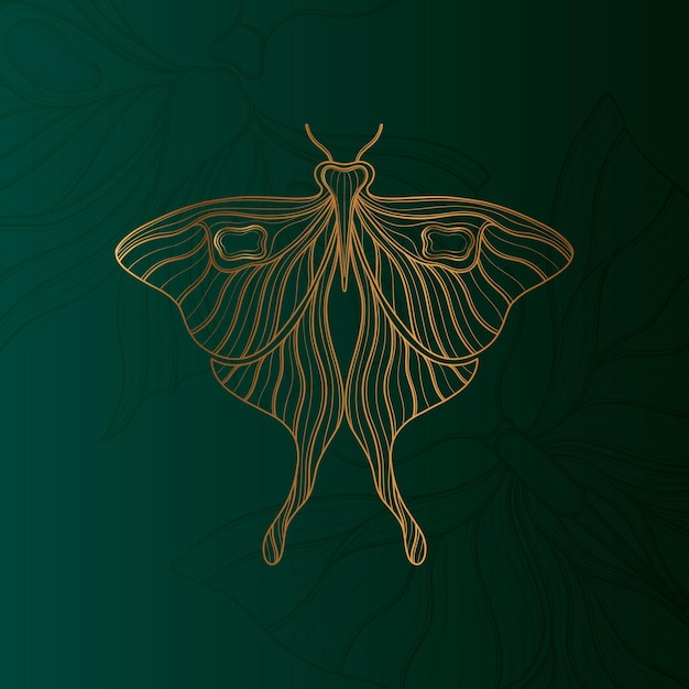 Estilo art nouveau mariposa elemento básico 19201930 años diseño vintage símbolo motivo diseño verde esmeralda