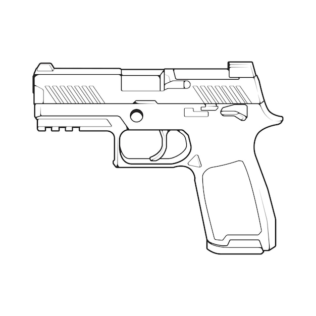 Estilo de arte de línea de armas de fuego pistola de tiro ilustración de arma ilustración de pistola de línea vectorial