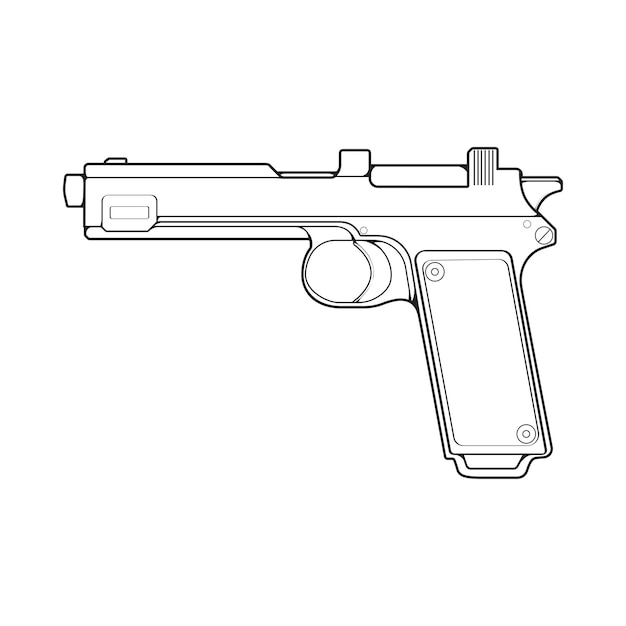 Estilo de arte de línea de armas de fuego pistola de tiro ilustración de arma ilustración de pistola de línea vectorial