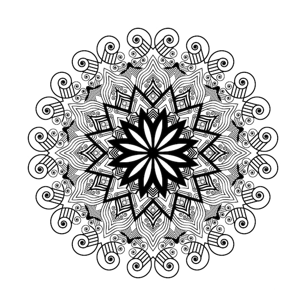 estilo de arte mandala de flor de loto de lujo con vector de fondo de color blanco y negro