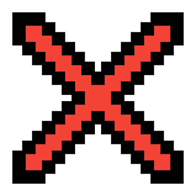 estilo de arte de píxeles botón de icono cruzado botón de ícono de cierre botón de cancelación botón icono estilo de 8 bits