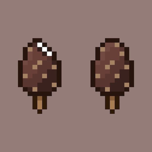 Vector estilo de arte de píxeles, chocolate de 18 bits con vector de helado de nuez