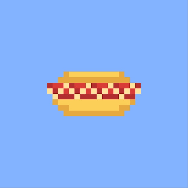 Estilo de arte de píxeles de perrito caliente vectorial