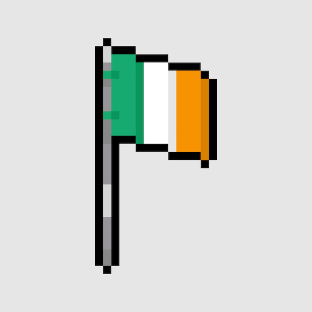 Vector estilo de arte de píxeles, vector de bandera de irlanda de estilo de 18 bits