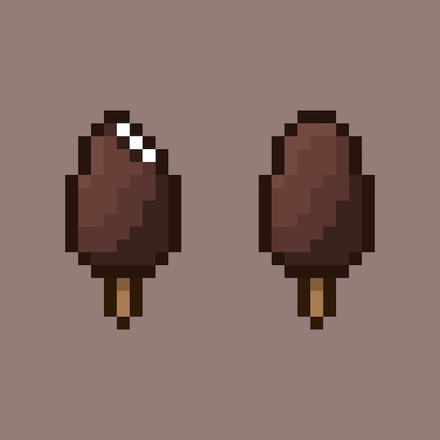 estilo de arte de píxeles, vector de palo de helado de chocolate de estilo de 18 bits