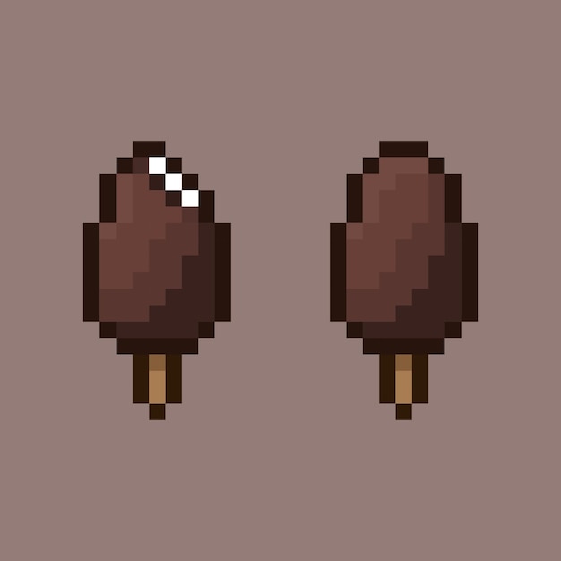 Vector estilo de arte de píxeles, vector de palo de helado de chocolate de estilo de 18 bits