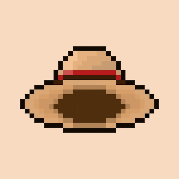 Vector estilo de arte de píxeles, vector de sombrero de paja de estilo de 18 bits