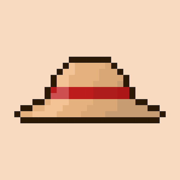 Vector estilo de arte de píxeles, vector de sombrero de paja de estilo de 18 bits