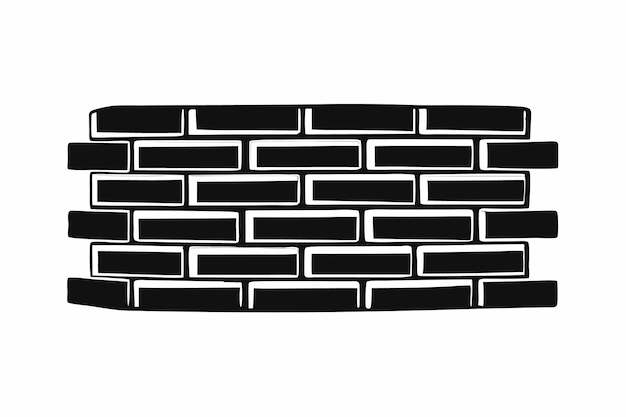 Estilo artístico de línea de silueta vectorial de pared de ladrillo