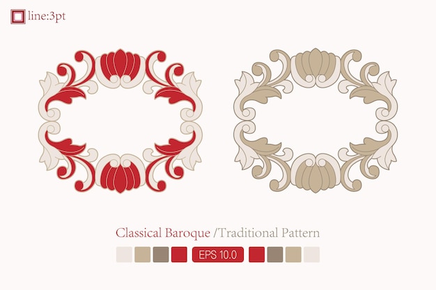 Estilo barroco floral vector diseño ornamento patrón floral tarjeta arte ilustración vintage ornamento