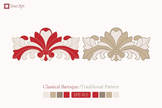 Estilo barroco floral vector diseño ornamento patrón floral tarjeta arte ilustración vintage ornamento