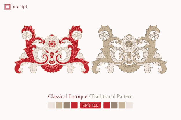 Estilo barroco floral vector diseño ornamento patrón floral tarjeta arte ilustración vintage ornamento