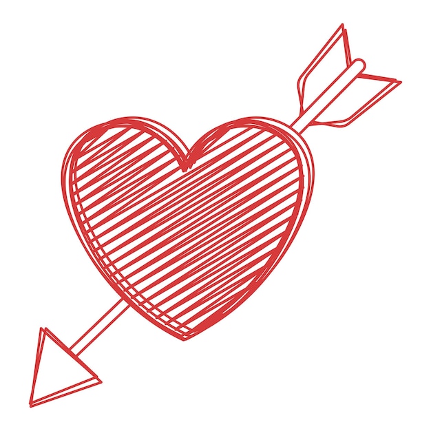 Estilo de boceto Corazón y flecha