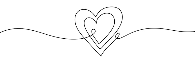 Estilo de boceto de Doodle de Corazones dibujados a mano Ilustración vectorial de dibujo continuo de una línea para el diseño conceptual