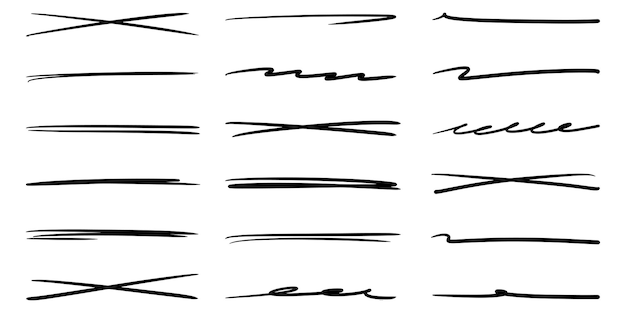 Estilo de boceto de doodle de elementos resaltados ilustración dibujada a mano de dibujos animados para el diseño conceptual