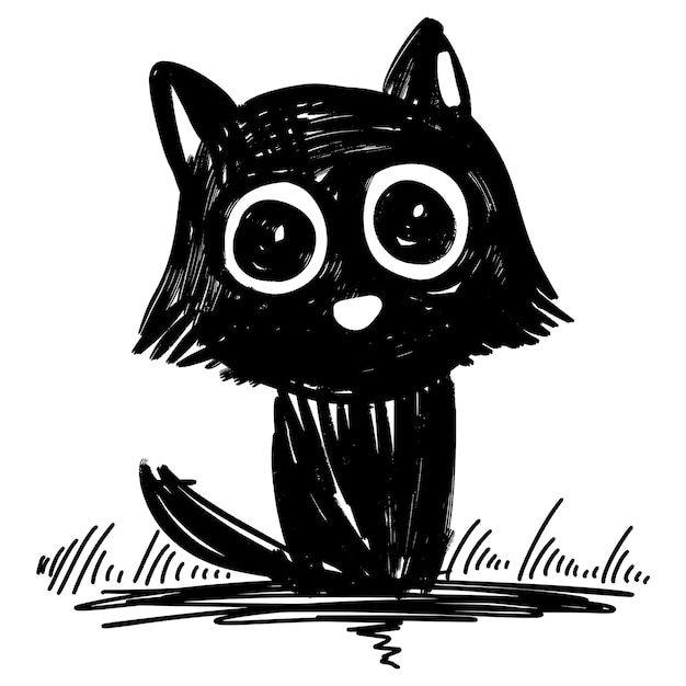 Estilo de boceto de Doodle de ilustración vectorial de dibujos animados de gatos para el diseño conceptual