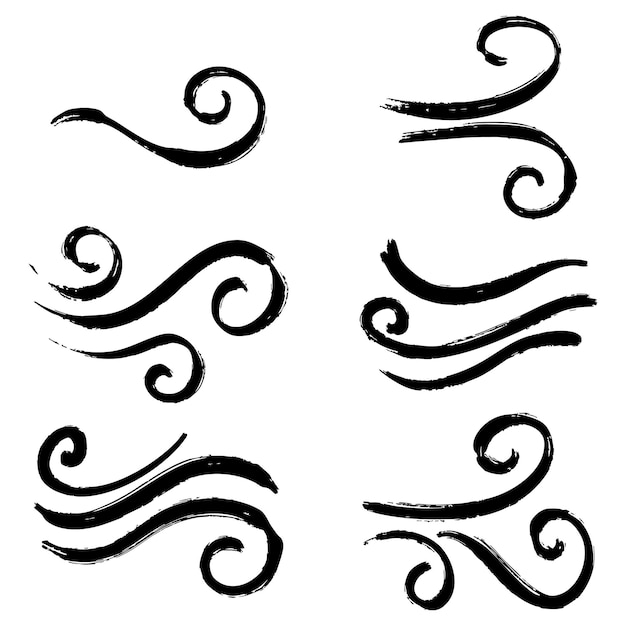 Estilo de boceto de fideos de dibujos animados de ráfagas de viento ilustración dibujada a mano para el diseño conceptual