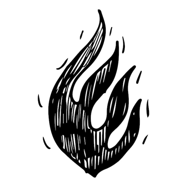 Vector estilo de boceto de garabato de fuego dibujado a mano aislado en la ilustración de vector de fondo blanco