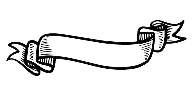 Estilo de boceto de garabato de la ilustración dibujada a mano de la bandera de la cinta para el diseño conceptual