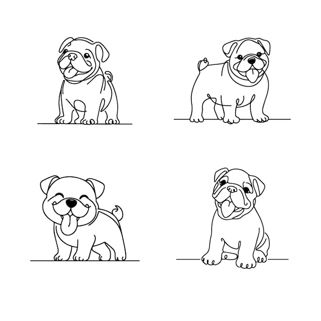 Estilo de bulldog de una línea con fondo blanco