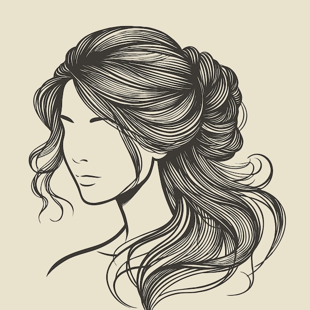 El estilo de cabello de la mujer ilustración de arte de línea gráficos vectoriales