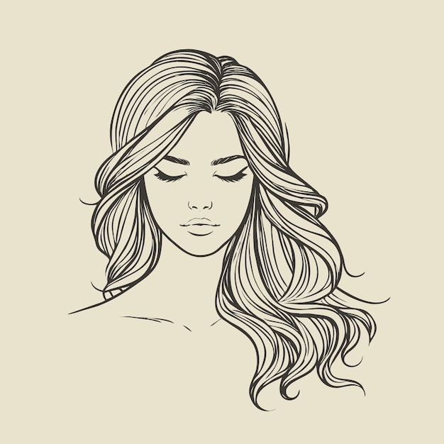 El estilo de cabello de la mujer ilustración de arte de línea gráficos vectoriales