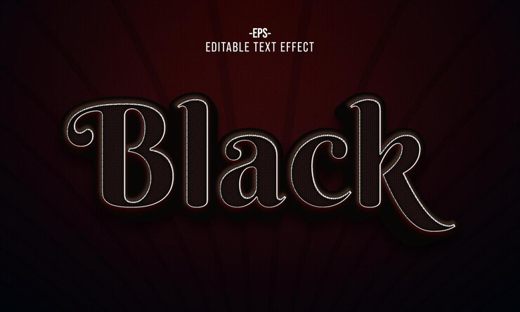 Vector estilo de capa de efecto de texto 3d editable en negro