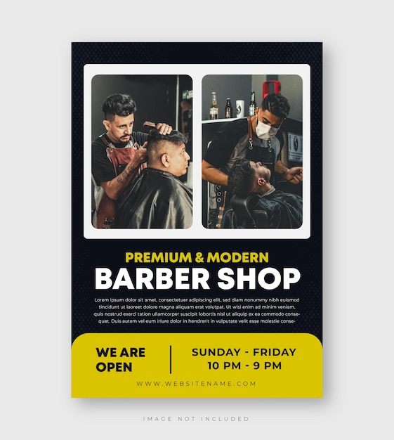 Estilo de cartel de barbería plantilla o diseño de folleto