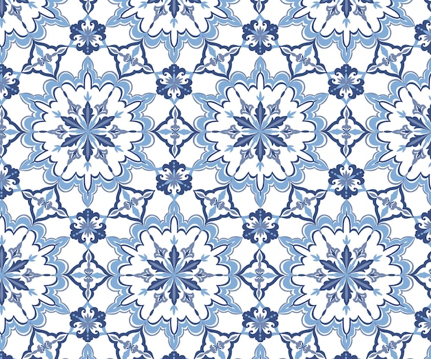 Estilo de cerámica azul elegante con patrón mandálico