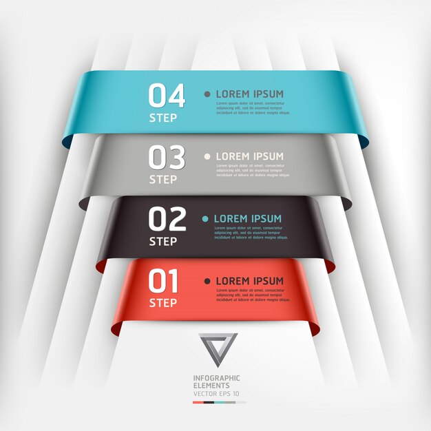 El estilo de la cinta de la plantilla de infografía abstracta se puede utilizar para el diseño del flujo de trabajo, el diagrama, las opciones numéricas, las opciones de incremento, el diseño web