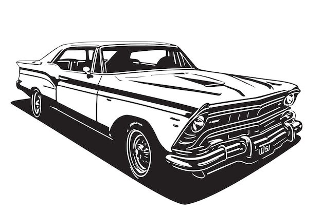 Estilo de coche americano clásico Ilustración de vector de vehículo vintage Diseño de impresión moderno de máquina retro