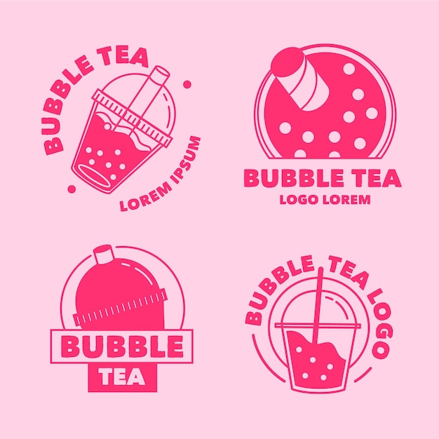 Estilo de colección de logos de bubble tea