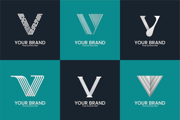 Estilo de colección de logotipos de letras V