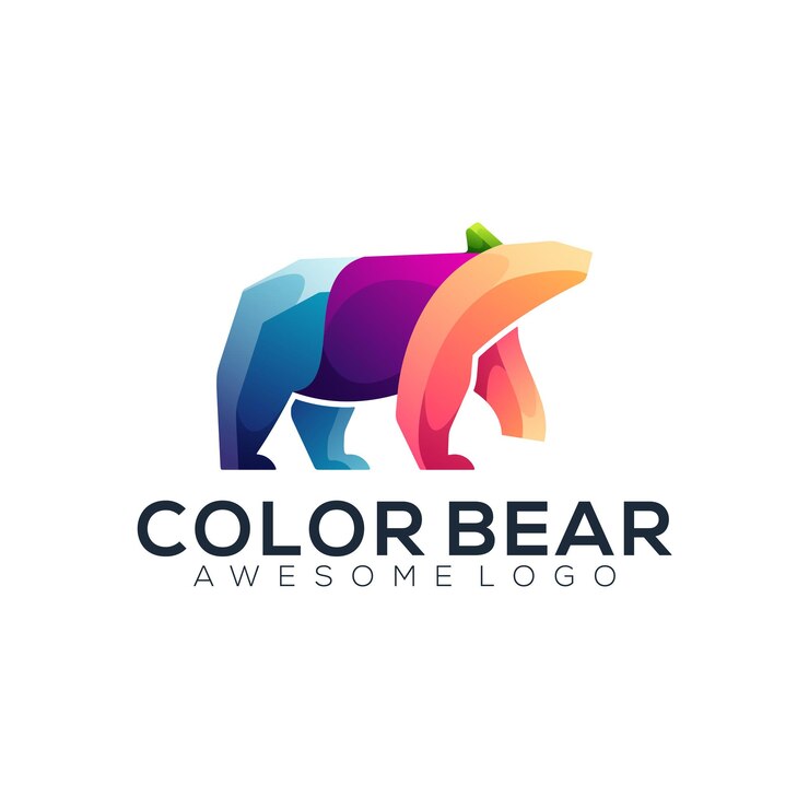 Vector estilo colorido degradado de ilustración de logotipo de oso