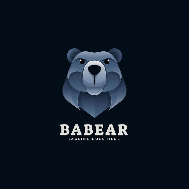 Estilo colorido degradado del oso del logotipo.