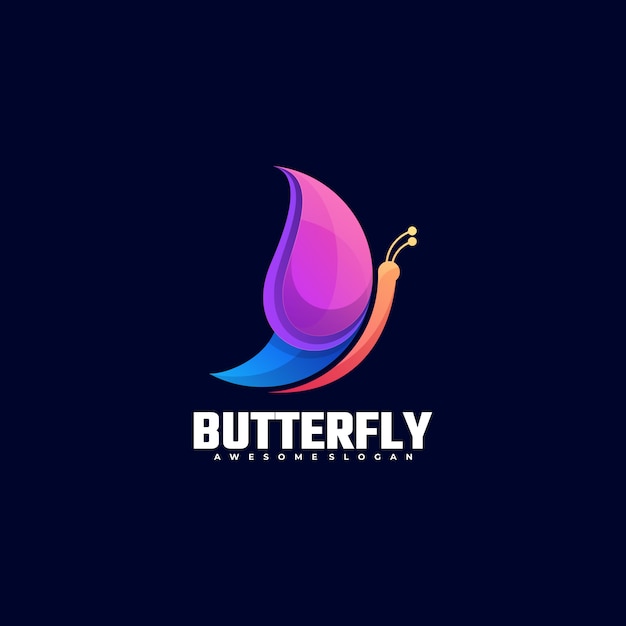 Estilo colorido gradiente de la mariposa del logotipo.