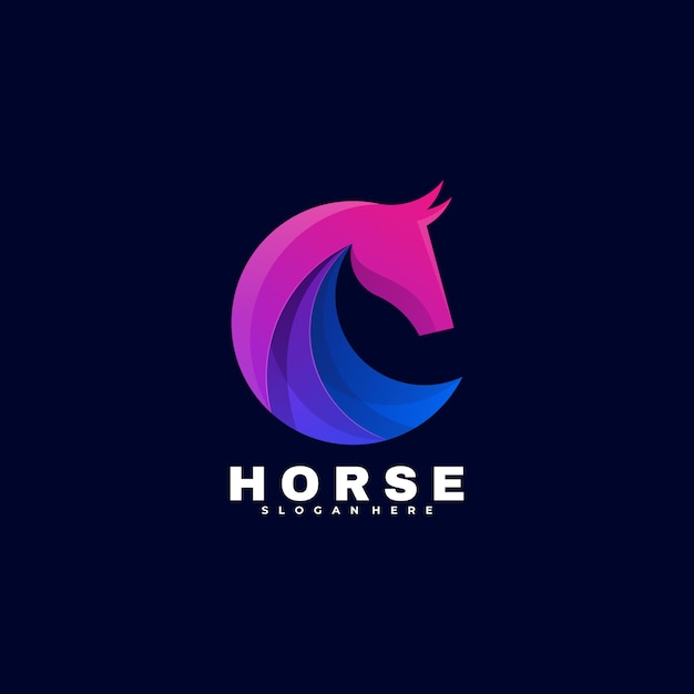 Estilo colorido de la pendiente del caballo del logotipo.