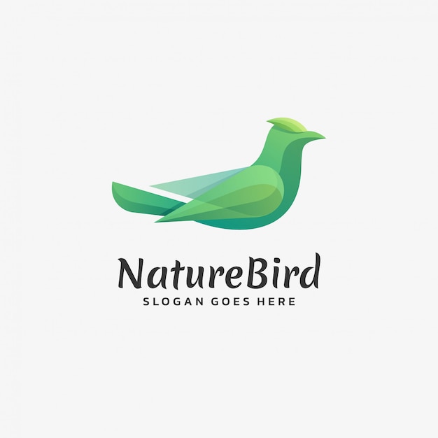 Estilo colorido de la pendiente del pájaro del logotipo.
