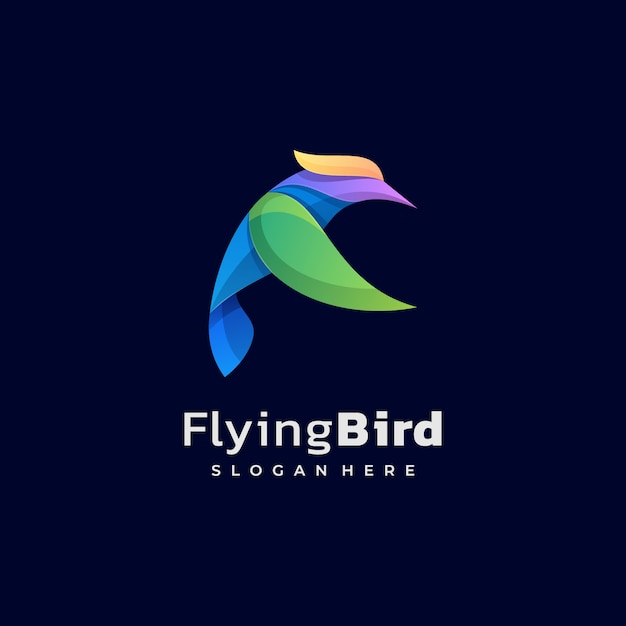 Estilo colorido de la pendiente del pájaro del logotipo.