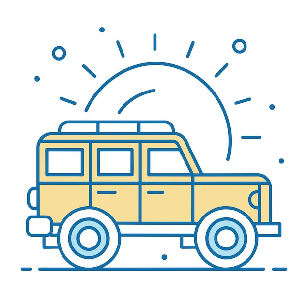 Estilo cómico SUV Ilustración del contorno Ilustración juguetona de SUV