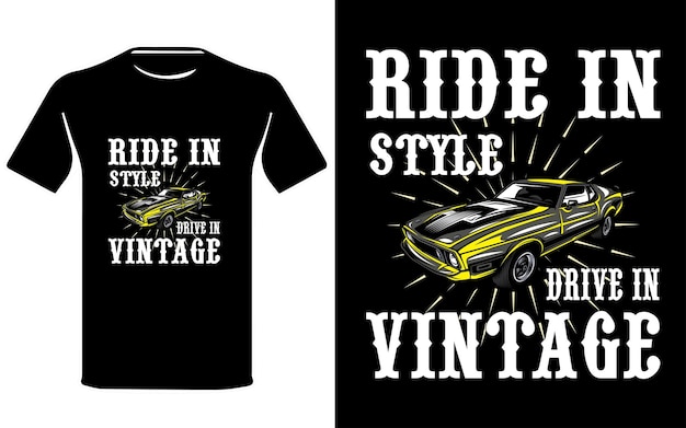 Con estilo de conducir en el diseño de la camiseta de vintage Ride