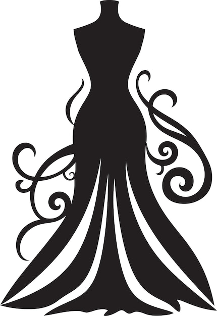 Vector estilo contemporáneo elegante vestido con logotipo negro elegante diseñadores de moda vestido icono